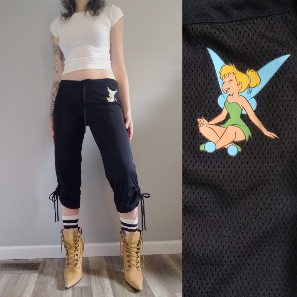 Vintage 90s Y2K Disney Tinkerbell Mesh Joggers Small